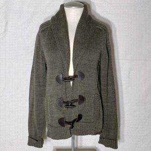 Lauren Ralph Lauren Green Knit Shawl Collar Toggle  Closure Cardigan L